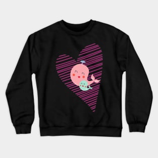 Cute mum and baby whales Crewneck Sweatshirt